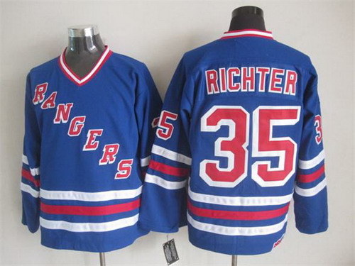 Mens New York Rangers #35 Mike Richter 1990's Light Blue Throwback CCM Jersey Stitched