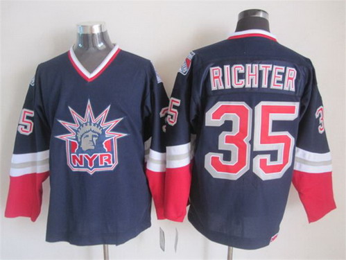 Mens New York Rangers #35 Mike Richter Navy Blue 1998 Throwback CCM Jersey Stitched