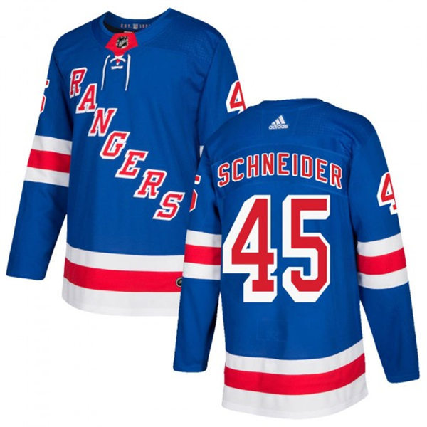 Mens New York Rangers #45 Braden Schneider Adidas Royal Home Primegreen Player Jersey Stitched