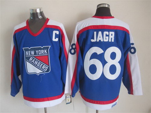 Mens New York Rangers #68 Jaromir Jagr Light Blue 1970 Throwback CCM Jersey Stitched