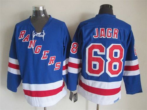 Mens New York Rangers #68 Jaromir Jagr Light Blue 2006 Throwback CCM Jersey with tie Stitched