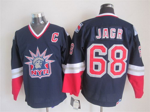 Mens New York Rangers #68 Jaromir Jagr Navy Blue 2006 CCM Throwback Alternate NHL Jersey Stitched