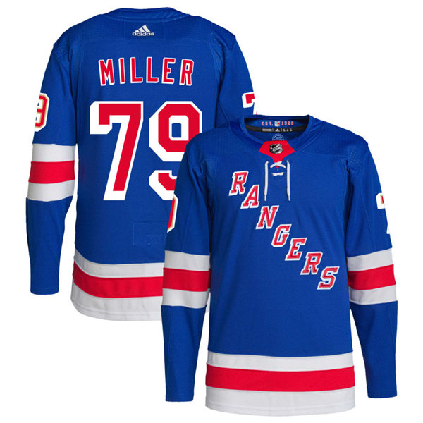 Mens New York Rangers #79 K'Andre Miller Adidas Royal Home Primegreen Player Jersey Stitched