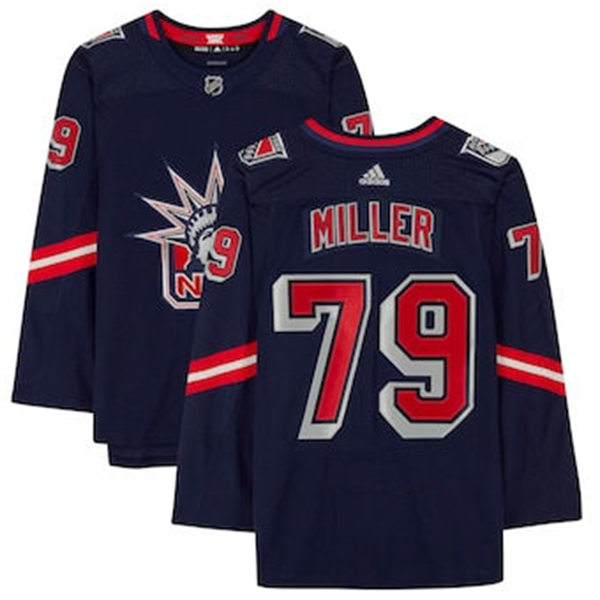 Mens New York Rangers #79 K'Andre Miller Navy adidas 2020-21 NHL REVERSE RETRO JERSEYS Stitched