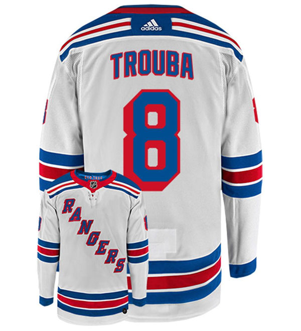 Mens New York Rangers #8 Jacob Trouba Adidas White Away Jersey Stitched