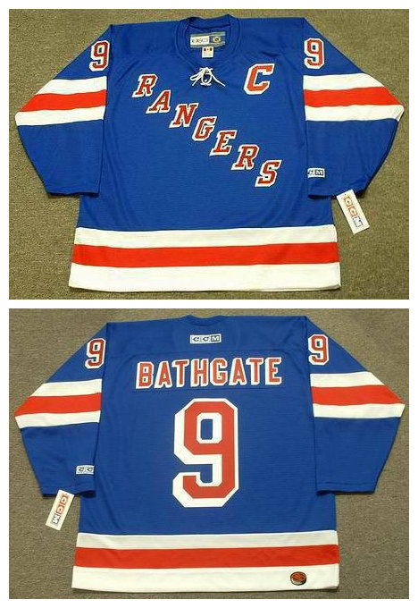 Mens New York Rangers #9 ANDY BATHGATE 1960's CCM Throwback Hockey Jersey Stitched