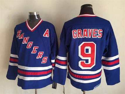 Mens New York Rangers #9 Adam Graves 1996 Light Blue CCM Vintage Throwback Jersey Stitched