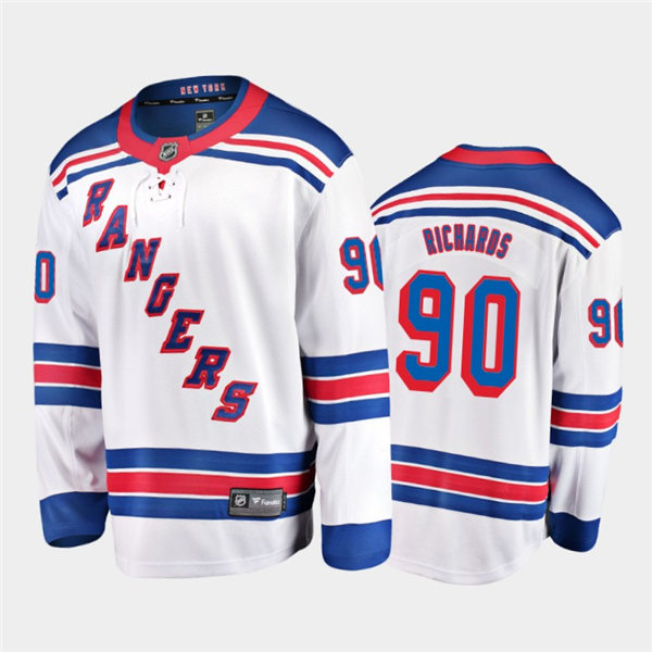 Mens New York Rangers #90 Justin Richards Adidas White Away Jersey Stitched