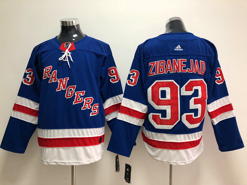 Mens New York Rangers #93 Mika Zibanejad Adidas Home Royal Blue Jersey Stitched