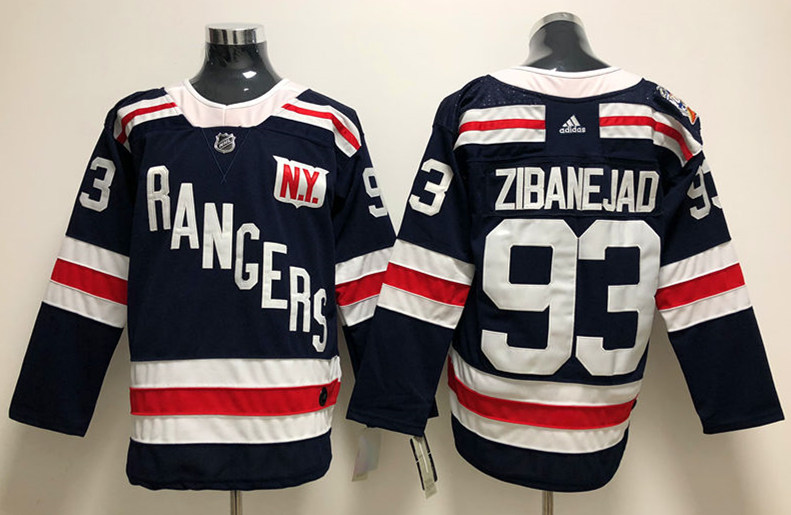 Mens New York Rangers #93 Mika Zibanejad Navy Blue Adidas 2018 Winter Classic NHL Jersey Stitched