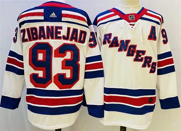 Mens New York Rangers #93 Mika Zibanejad adidas White Away Primegreen Player Jersey Stitched