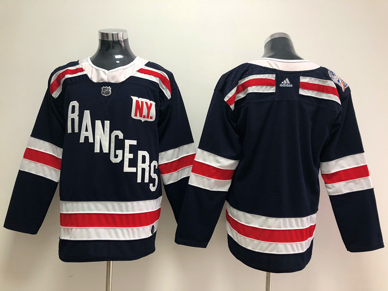 Mens New York Rangers Blank Navy Blue Adidas 2018 Winter Classic NHL Jersey Stitched