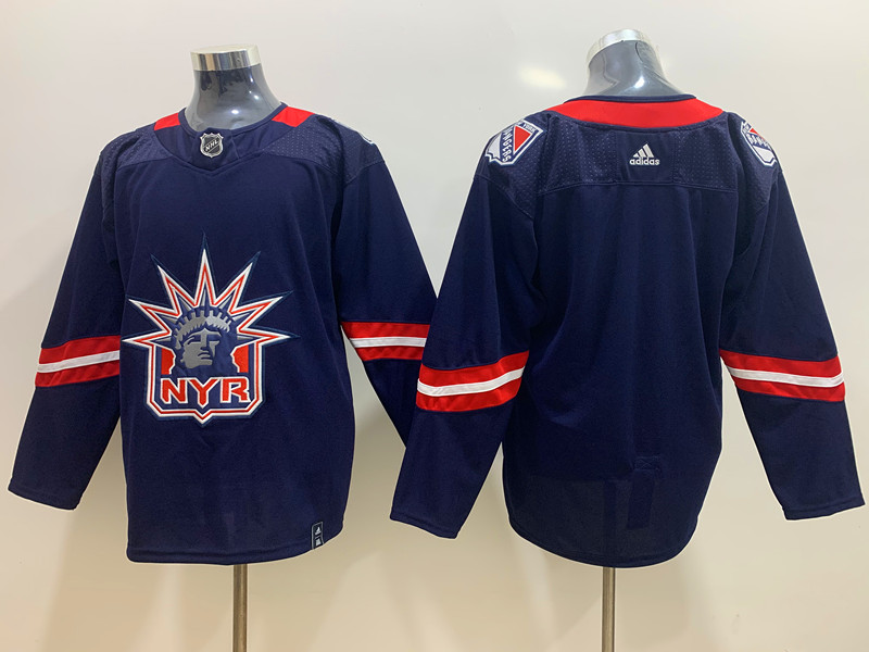 Mens New York Rangers Blank Navy adidas 2020-21 NHL REVERSE RETRO JERSEYS Stitched