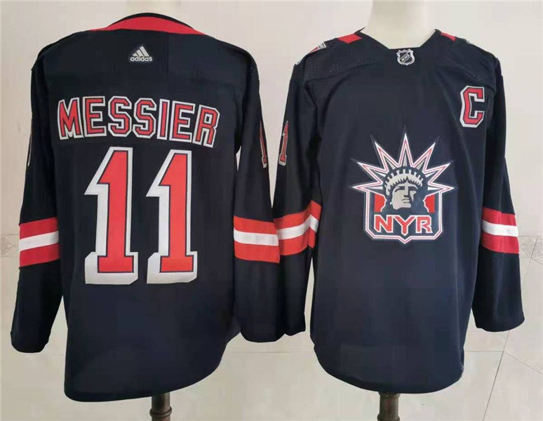 Mens New York Rangers Retired Player #11 Mark Messier Navy adidas 2020-21 NHL REVERSE RETRO JERSEYS Stitched