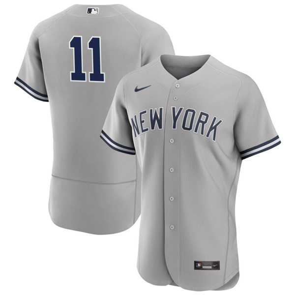 Mens New York Yankees #11 Anthony Volpe Nike Gray Road FlexBase Player Jersey