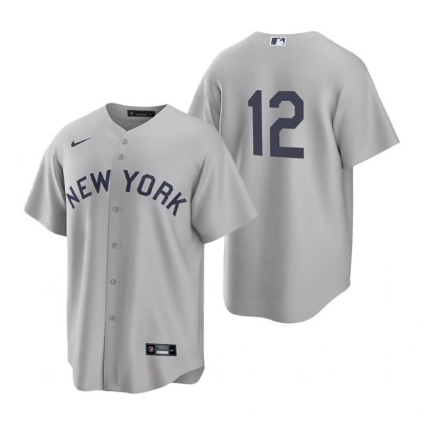 Mens New York Yankees #12 Isiah Kiner-Falefa Nike Gray 2021 Field of Dreams Jersey