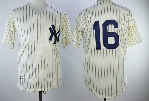 Mens New York Yankees #16 WHITEY FORD Cream Mitchell&Ness Cooperstown Collection Throwback JerseyS