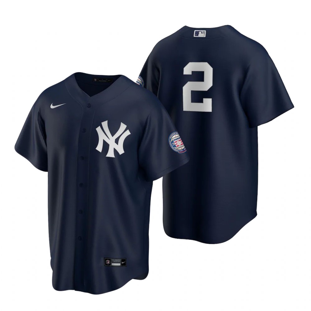 Mens New York Yankees #2 Derek Jeter Nike Navy Cool Base Baseball Jersey
