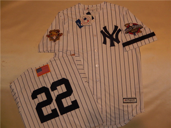 Mens New York Yankees #22 ROGER CLEMENS White Pinstripe Majestic Cooperstown 2001 World Series GAME Baseball Jerse