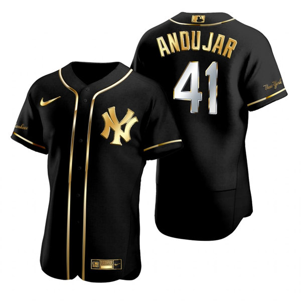 Mens New York Yankees #41 Miguel Andujar Nike Black Gold Edition Jersey