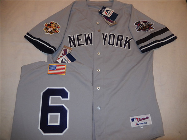 Mens New York Yankees #6 JOE TORRE Gray Majestic Cooperstown 2001 World Series GAME Baseball Jerseys