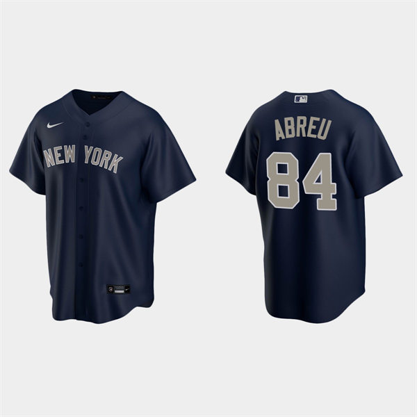 Mens New York Yankees #84 Albert Abreu Navy Gray Alternate 2nd with Name Cool Base Jersey
