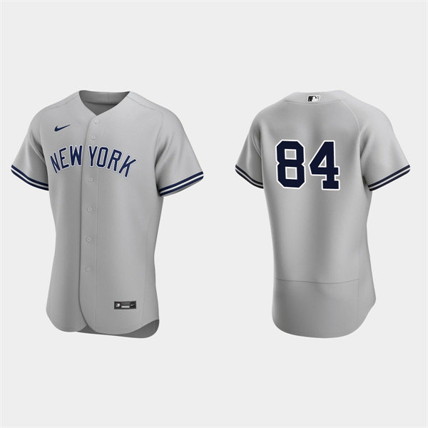 Mens New York Yankees #84 Albert Abreu Road Gray FlexBase Player Jersey