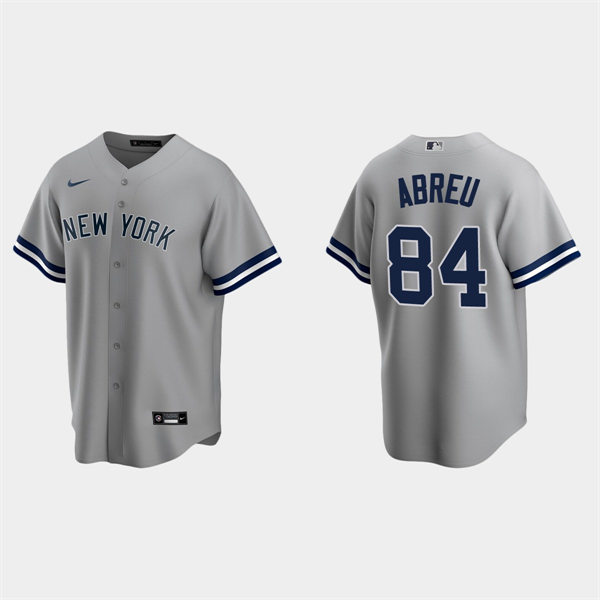 Mens New York Yankees #84 Albert Abreu Road Gray with Name Cool Base Jersey