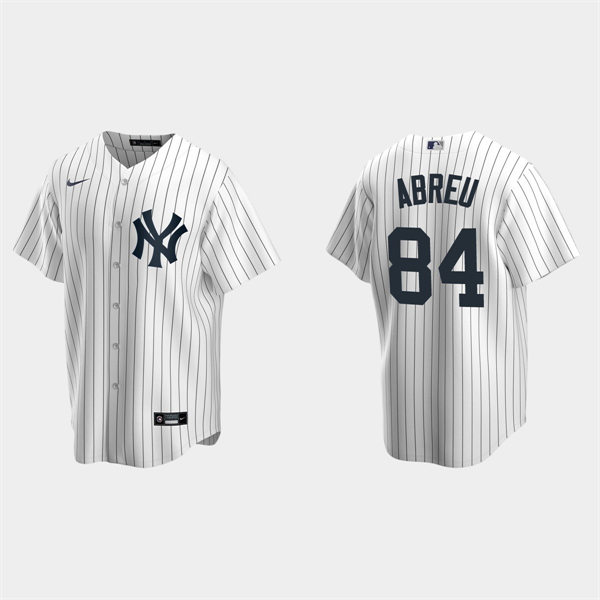 Mens New York Yankees #84 Albert Abreu White Home with Name Cool Base Jersey