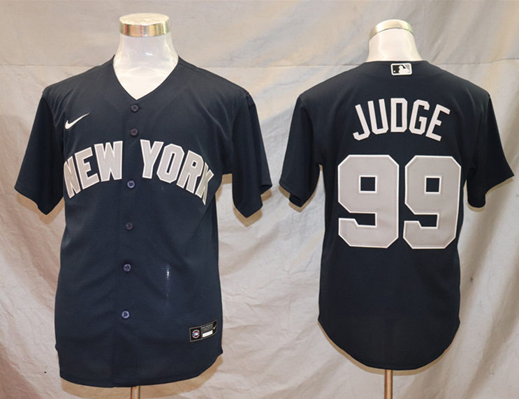 Mens New York Yankees #99 Aaron Judge Nike Navy Alternate 2nd with Name New York Cool Base Jersey