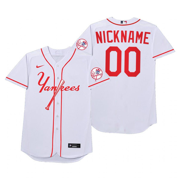 Mens New York Yankees Custom Jesse Barfield Joe DiMaggio Babe Ruth Derek Jeter Nike White 2021 Players' Weekend Nickname