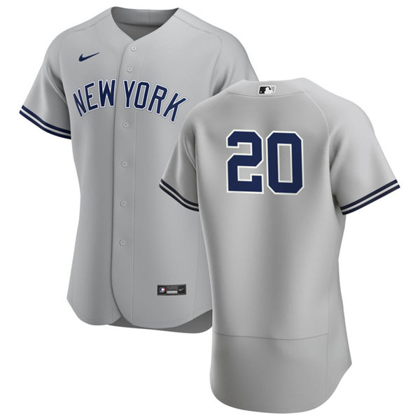 Mens New York Yankees Retired Player #20 Jorge Posada Nike Grey Road FlexBase Game Jersey
