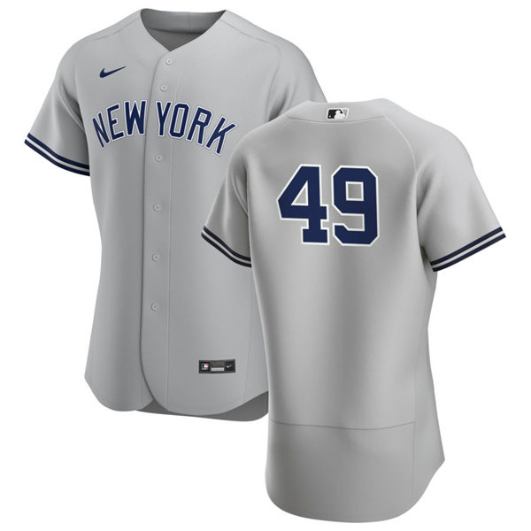 Mens New York Yankees Retired Player #49 Ron Guidry Nike Grey Road FlexBase Game Jersey1