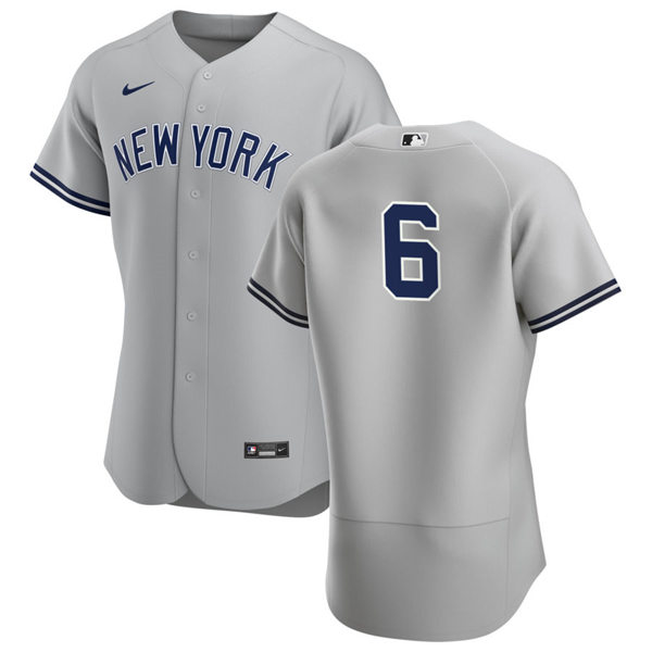 Mens New York Yankees Retired Player #6 Steve Sax Nike Grey Road FlexBase Game Jersey