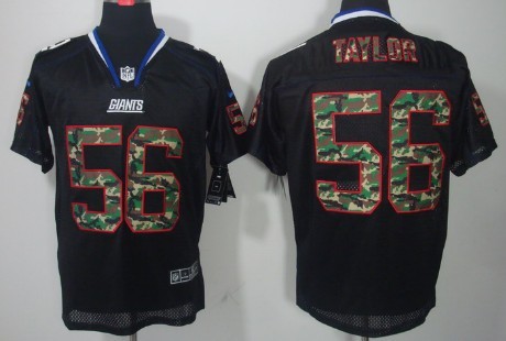 Mens Nik Elite Jersey New York Giants #56 Lawrence Taylor Black With Camo