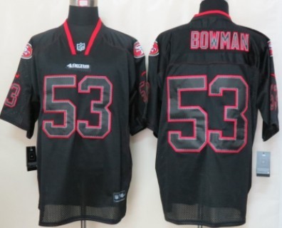 Mens Nik Elite Jersey San Francisco 49ers #53 Navorro Bowman Lights Out Black