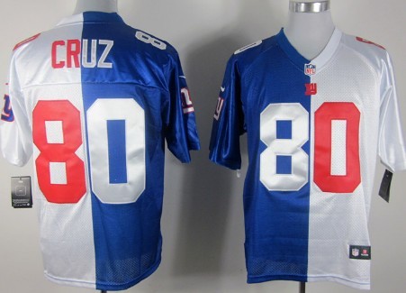 Mens Nik Elite Split Jersey New York Giants #80 Victor Cruz Blue with White