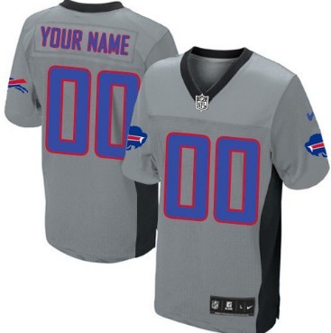 Mens Nike Buffalo Bills Customized Gray Shadow Elite Jersey