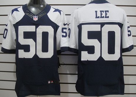 Mens Nike Dallas Cowboys Jersey #50 Sean Lee Blue Elite Thanksgiving Blue Stitched