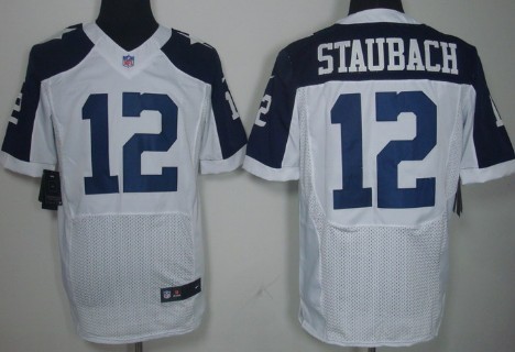 Mens Nike Elite Jersey Dallas Cowboys #12 Roger Staubach White Thanksgiving Stitched