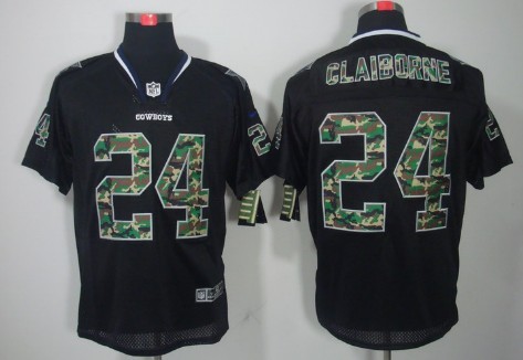 Mens Nike Elite Jersey Dallas Cowboys #24 Morris Claiborne Black With Camo Stitched