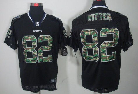 Mens Nike Elite Jersey Dallas Cowboys #82 Jason Witten Black With Camo Stitched