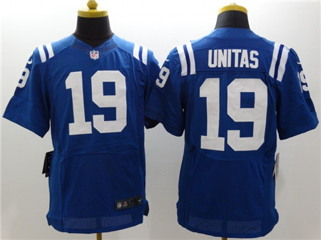 Mens Nike Elite Jersey Indianapolis Colts #19 Johnny Unitas Blue Stitched