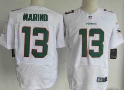 Mens Nike Elite Jersey Miami Dolphins #13 Dan Marino White-2013 New