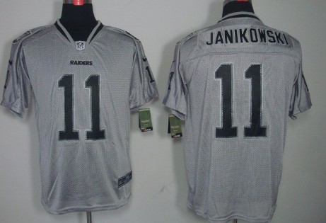 Mens Nike Elite Jersey Oakland Raiders #11 Sebastian Janikowski Lights Out Gray