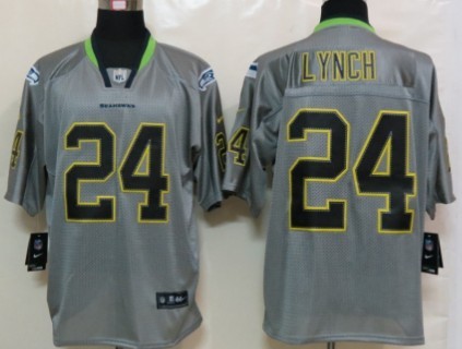 Mens Nike Elite Jersey Seattle Seahawks #24 Marshawn Lynch Lights Out Gray