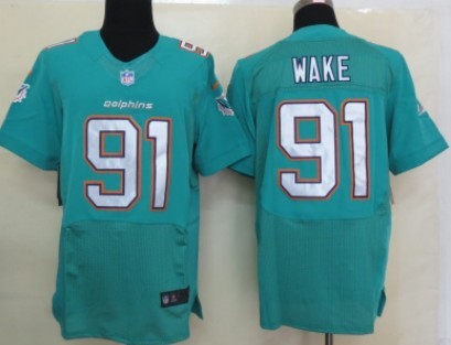 Mens Nike Elite Miami Dolphins Jersey #91 Cameron Wake Green-2013 New