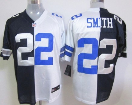 Mens Nike Elite Split Jersey Nike Dallas Cowboys #22 Emmitt Smith Blue with White Stitched