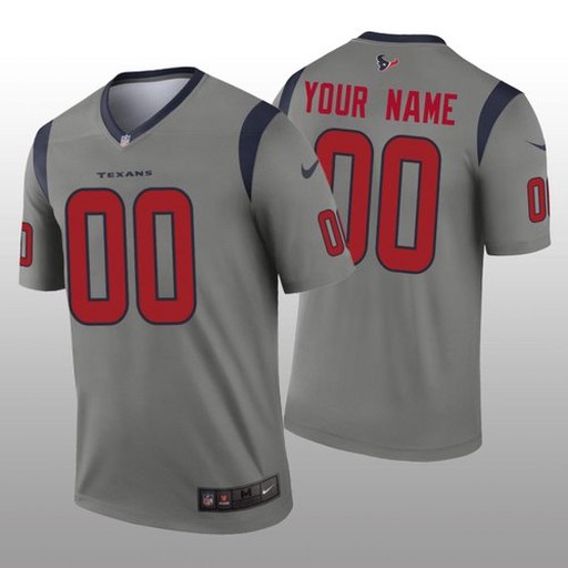 Mens Nike Houston Texans Customized Nike Gray Inverted Legend Jersey