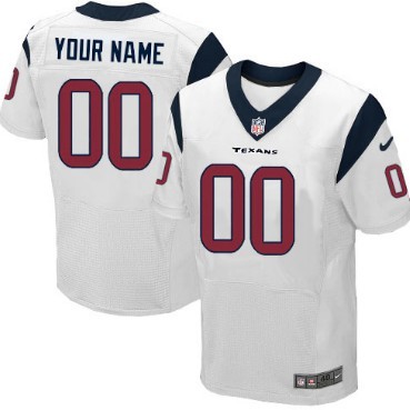 Mens Nike Houston Texans Customized White Elite Jersey